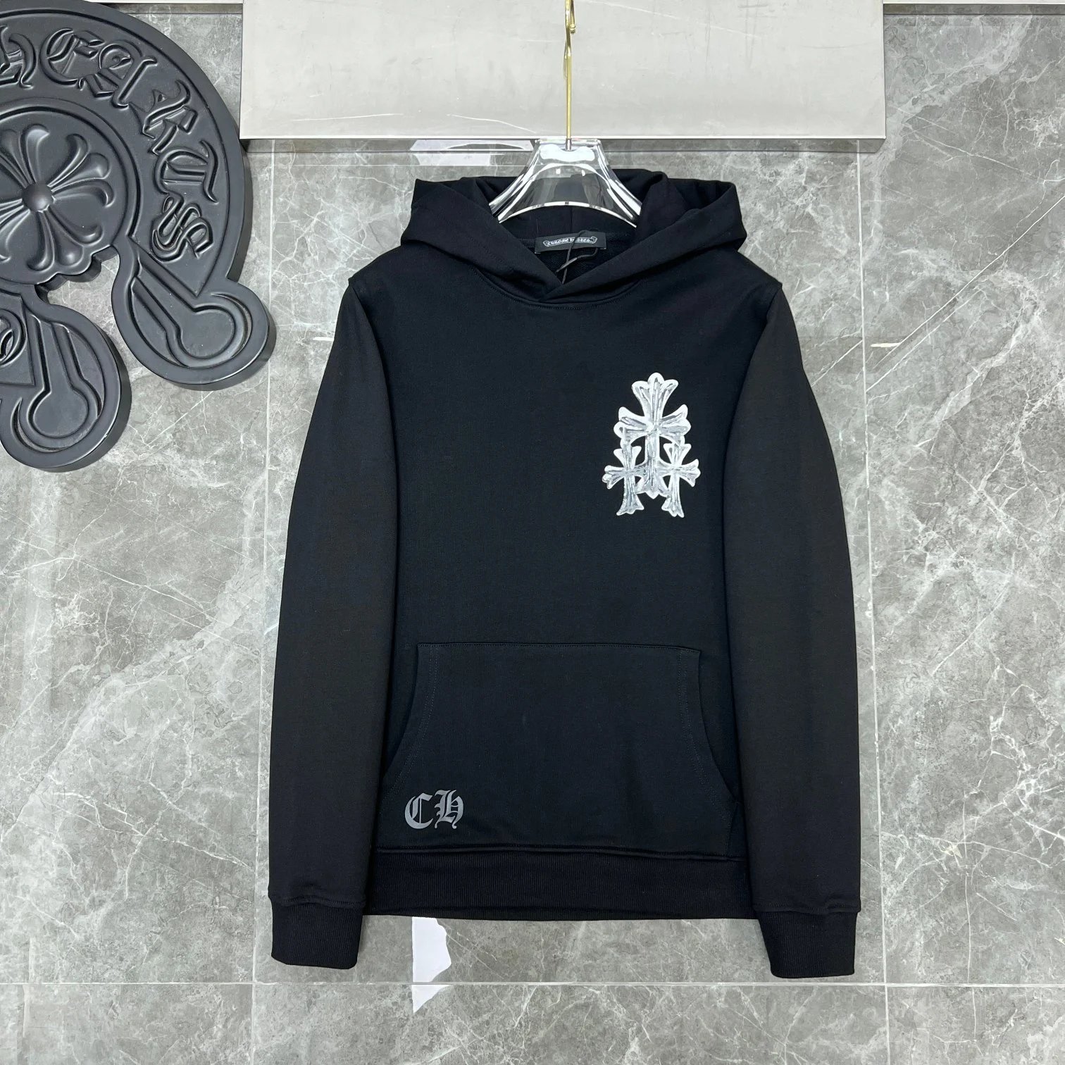 White Chrome Hearts Hoodie — black colorway — USFans Spreadsheet photo