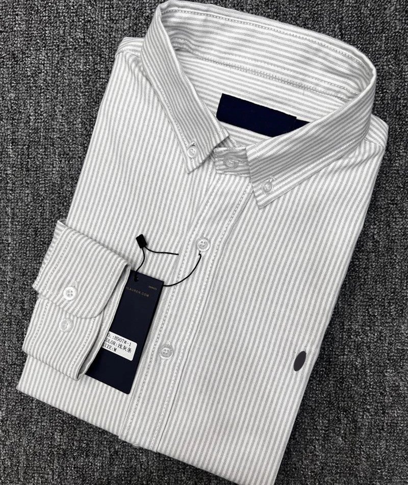 Ralph Lauren Shirts — H907 light gray striped with blue pony colorway — USFans Spreadsheet photo
