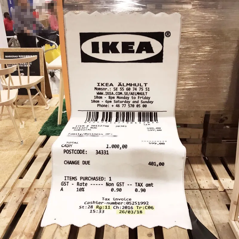 Ikea Markerad Alfombra RECEIPT