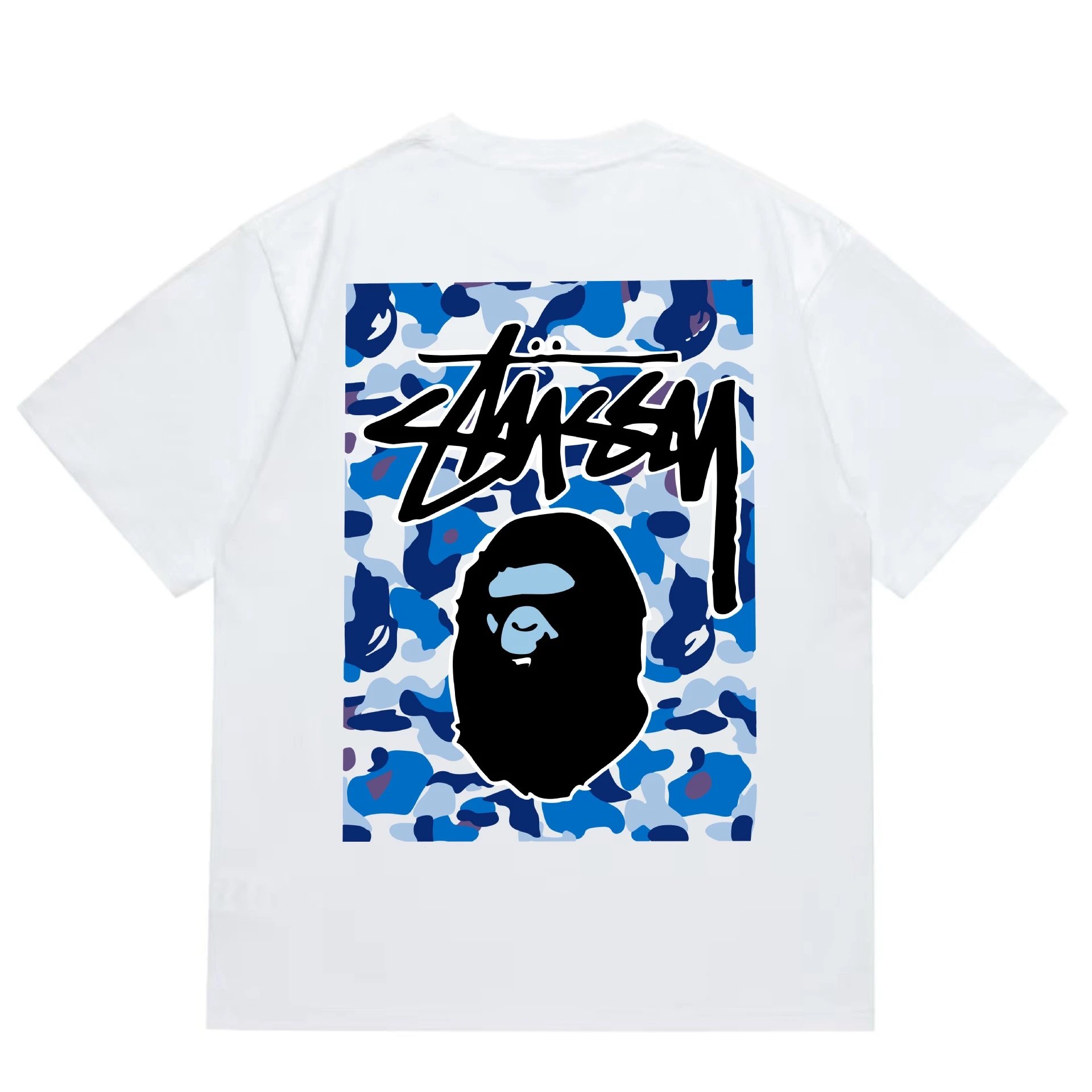 Bape x Stussy Tee — 203 white blue colorway — USFans Spreadsheet photo