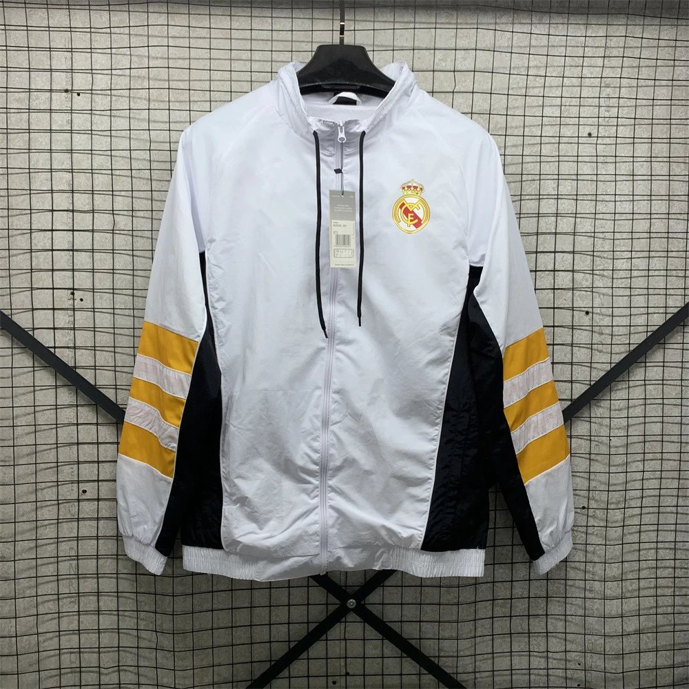 Vintage Jersey Hoodie Zip — New white Real Madrid single-sided trenc colorway — USFans Spreadsheet photo