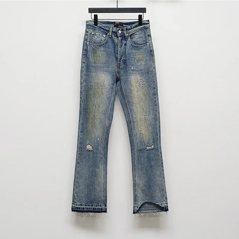 High-Street Style, Heavily Distressed Flared Jeans
