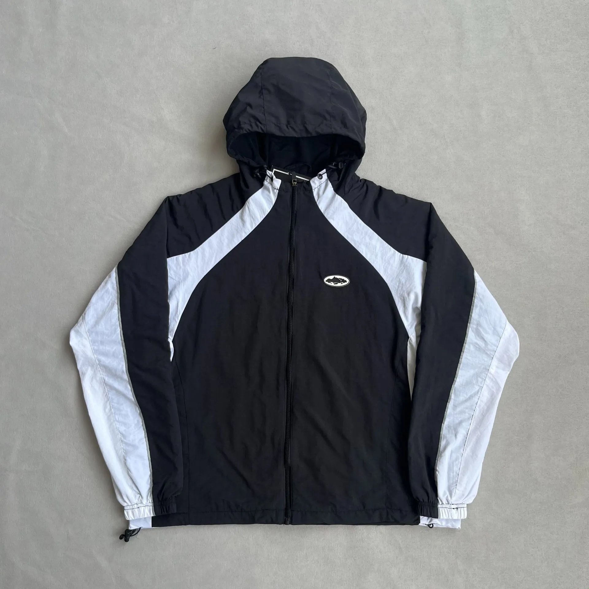 Corteiz Windbreaker Jacket — Black and white/coat/high-quality colorway — USFans Spreadsheet photo