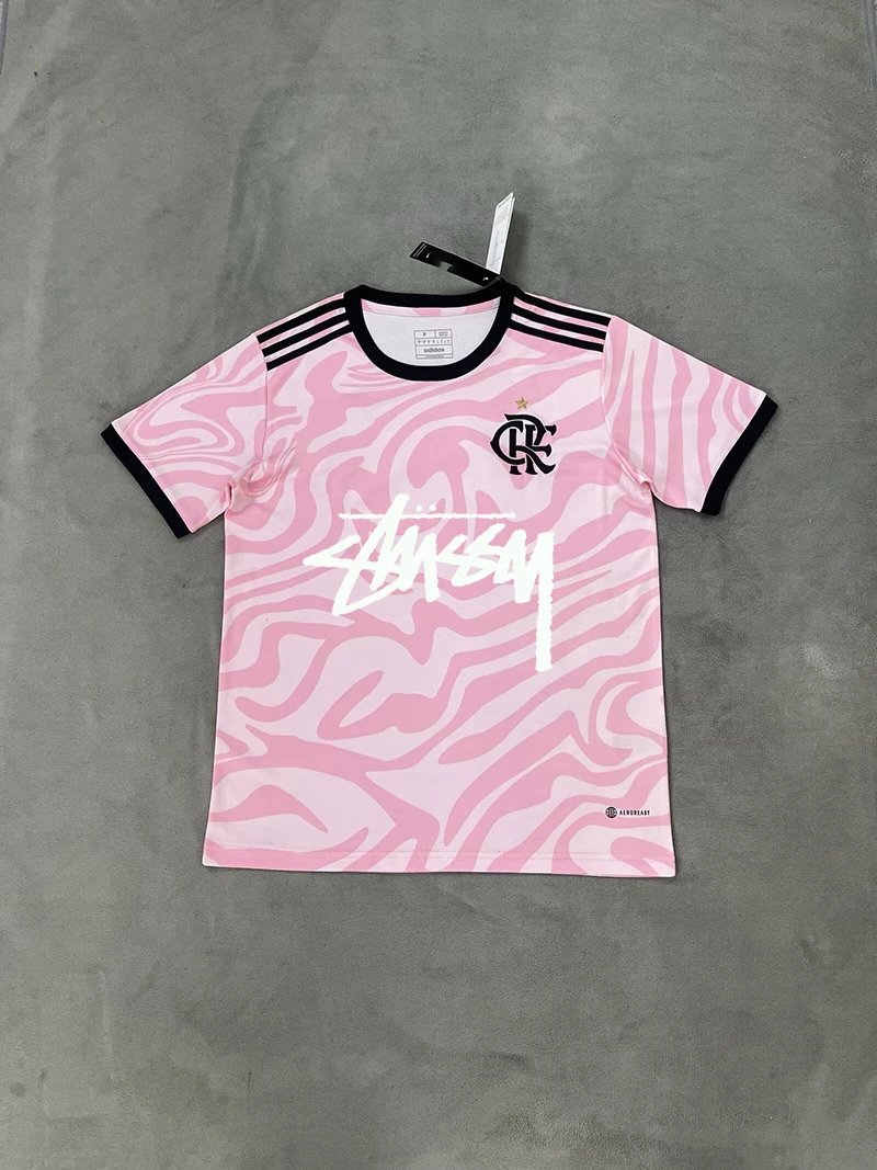 Flamenco Pink with White Letters