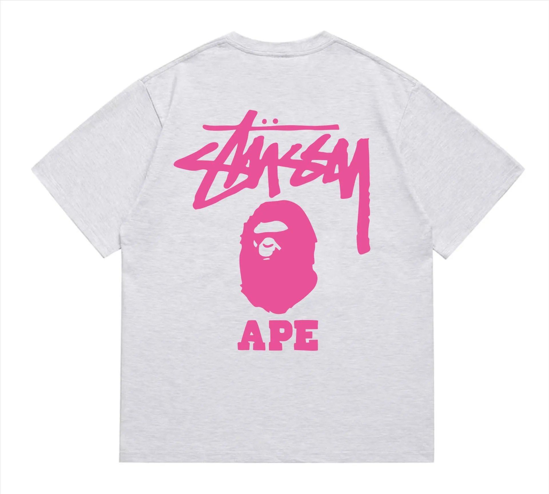 Bape x Stussy Tee — 202 gray rose red colorway — USFans Spreadsheet photo