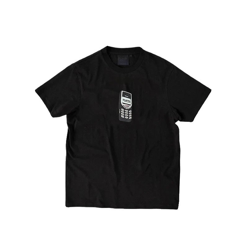 Black T-Shirt with Mobile Phone Graphic Design