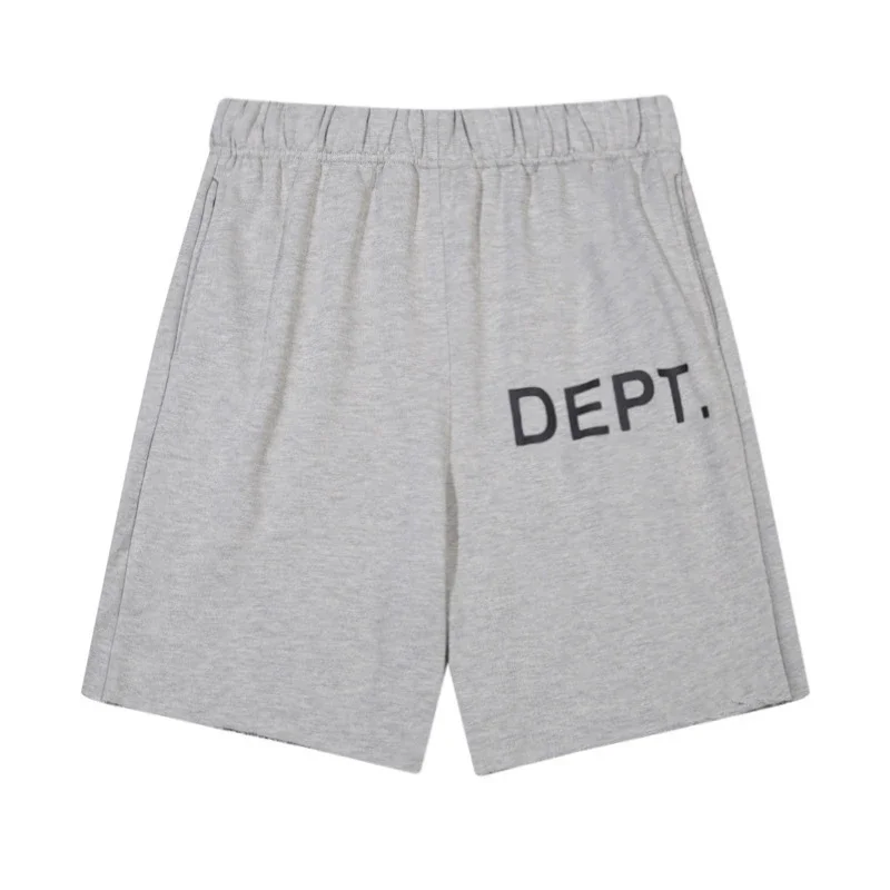 Gallery Dept. Heather Grey Basic Mid-Length Sweatshorts with Large "DEPT" Lettering - rep Gallery Dept