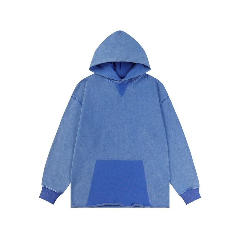 this Washed Denim-texture Hoodie - rep bluzy z kapturem