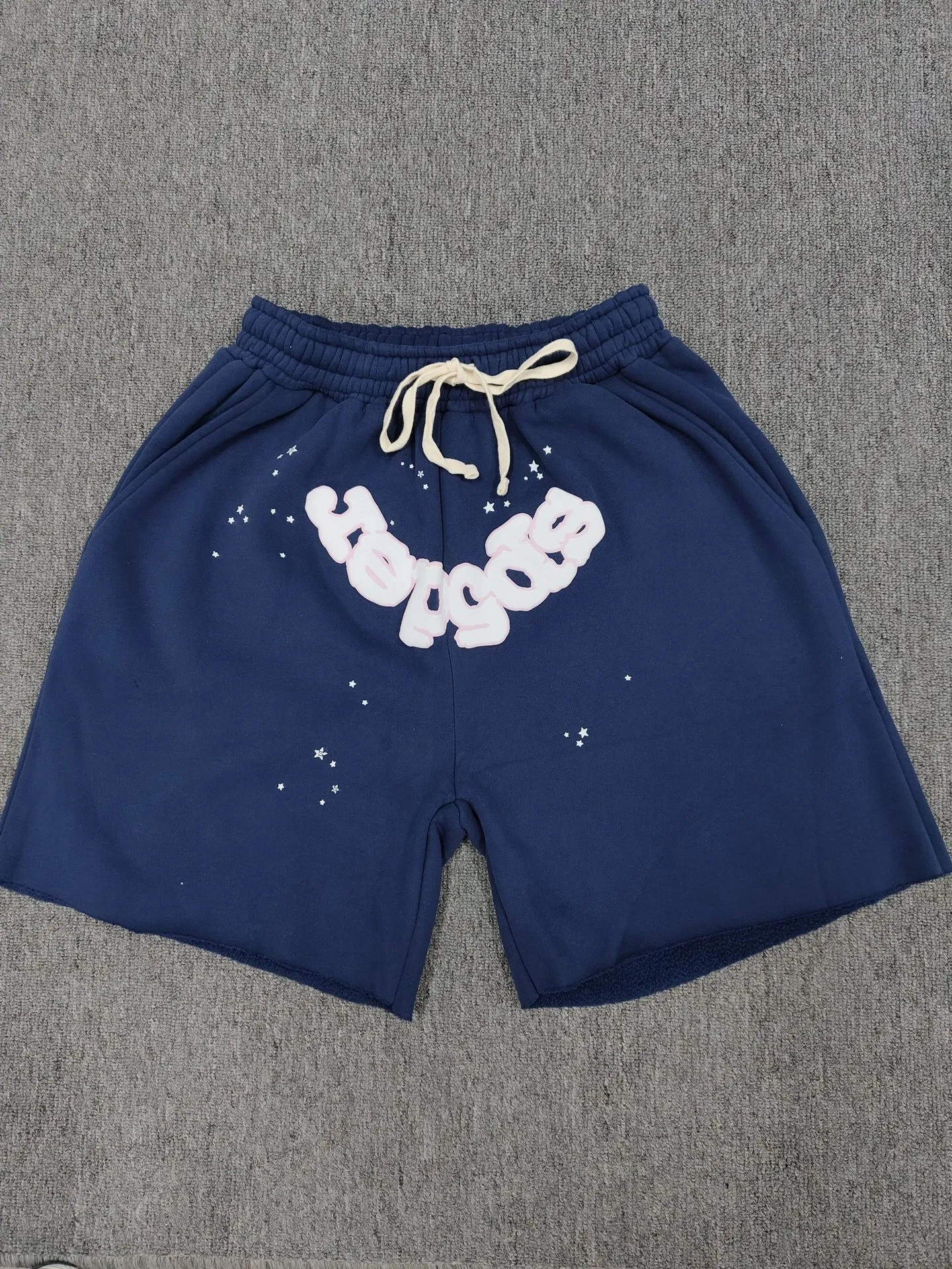 Sp5der "Starry Sky" Foam-Print Lettering Navy Sweatpants & Shorts