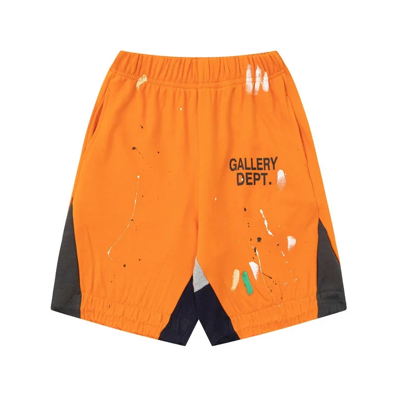 Gallery Dept. Multi-Color Paint Splatter & Contrast-Panel Sweat Shorts - rep Gallery Dept