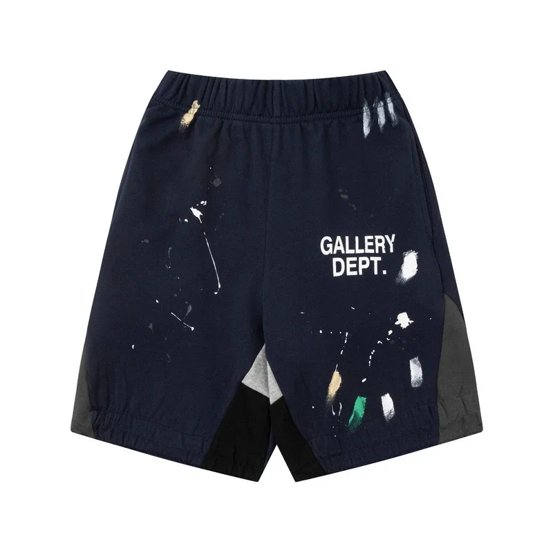 Gallery Dept. Multi-Color Paint Splatter & Contrast-Panel Sweat Shorts - rep Gallery Dept