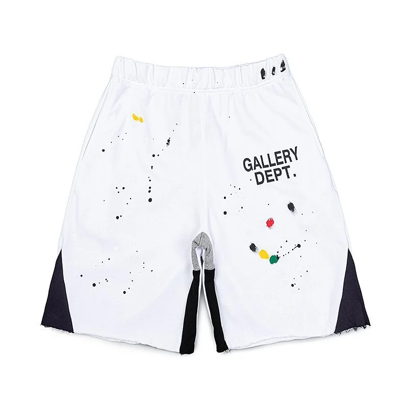 Gallery Dept. Splatter-Paint, Color-Block, Raw-Hem Sweat Shorts