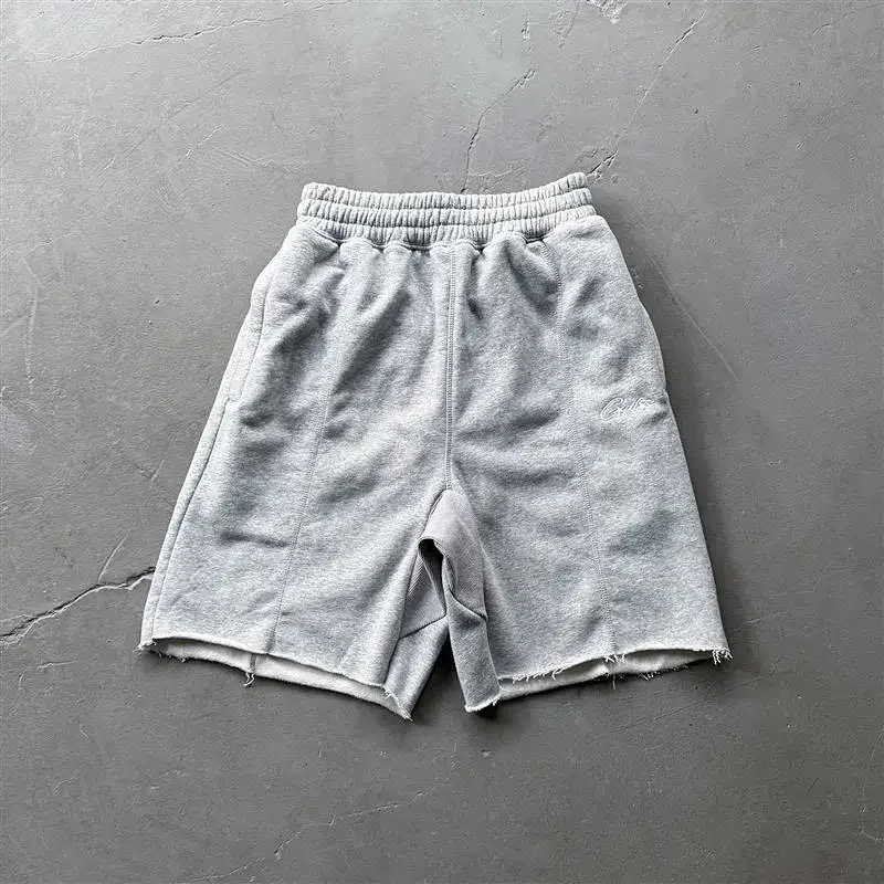 Carhartt Heather Grey Distressed & Embroidered Raw-Hem Sweat Shorts - rep Carhartt