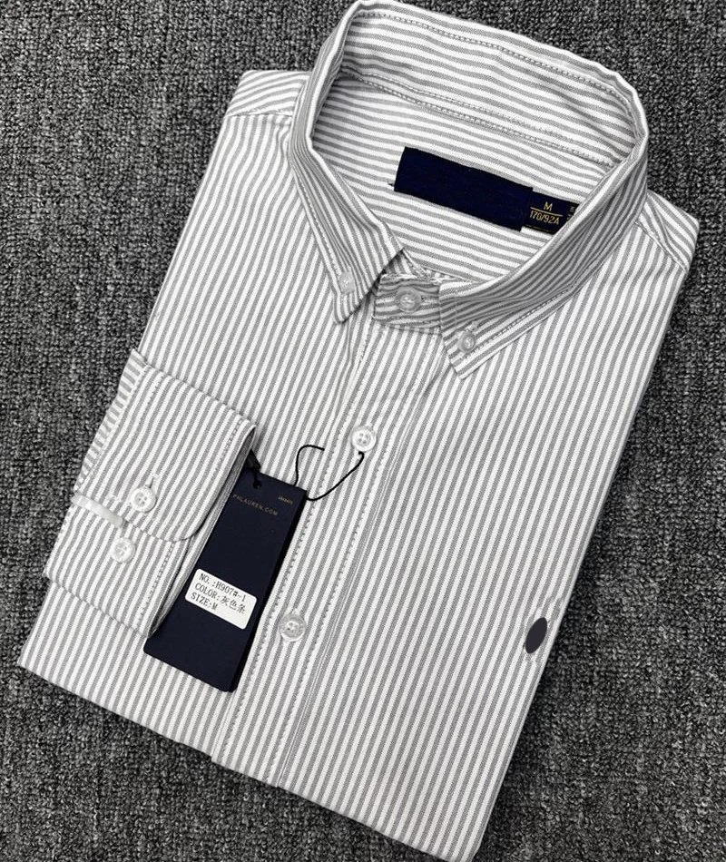 Ralph Lauren Shirts — H907 gray striped with blue pony colorway — USFans Spreadsheet photo