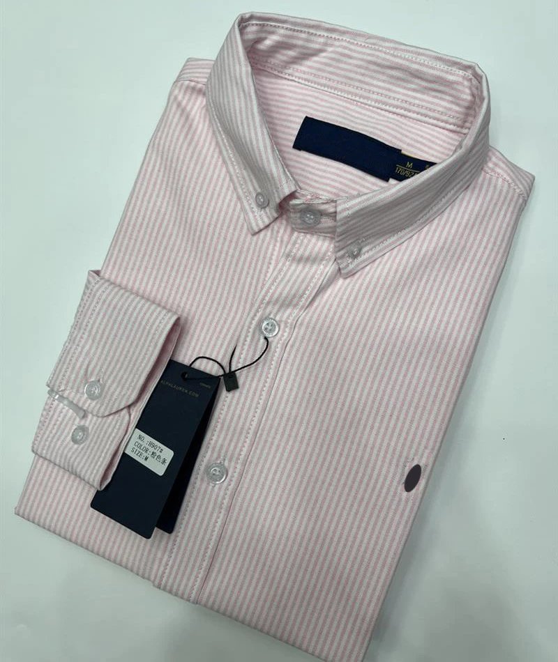 Ralph Lauren Shirts — H907 pink striped with blue pony colorway — USFans Spreadsheet photo