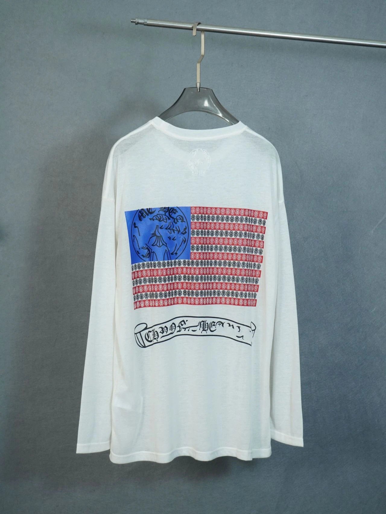 Chrome Hearts USA Longsleeve Hoodie — white colorway — USFans Spreadsheet photo