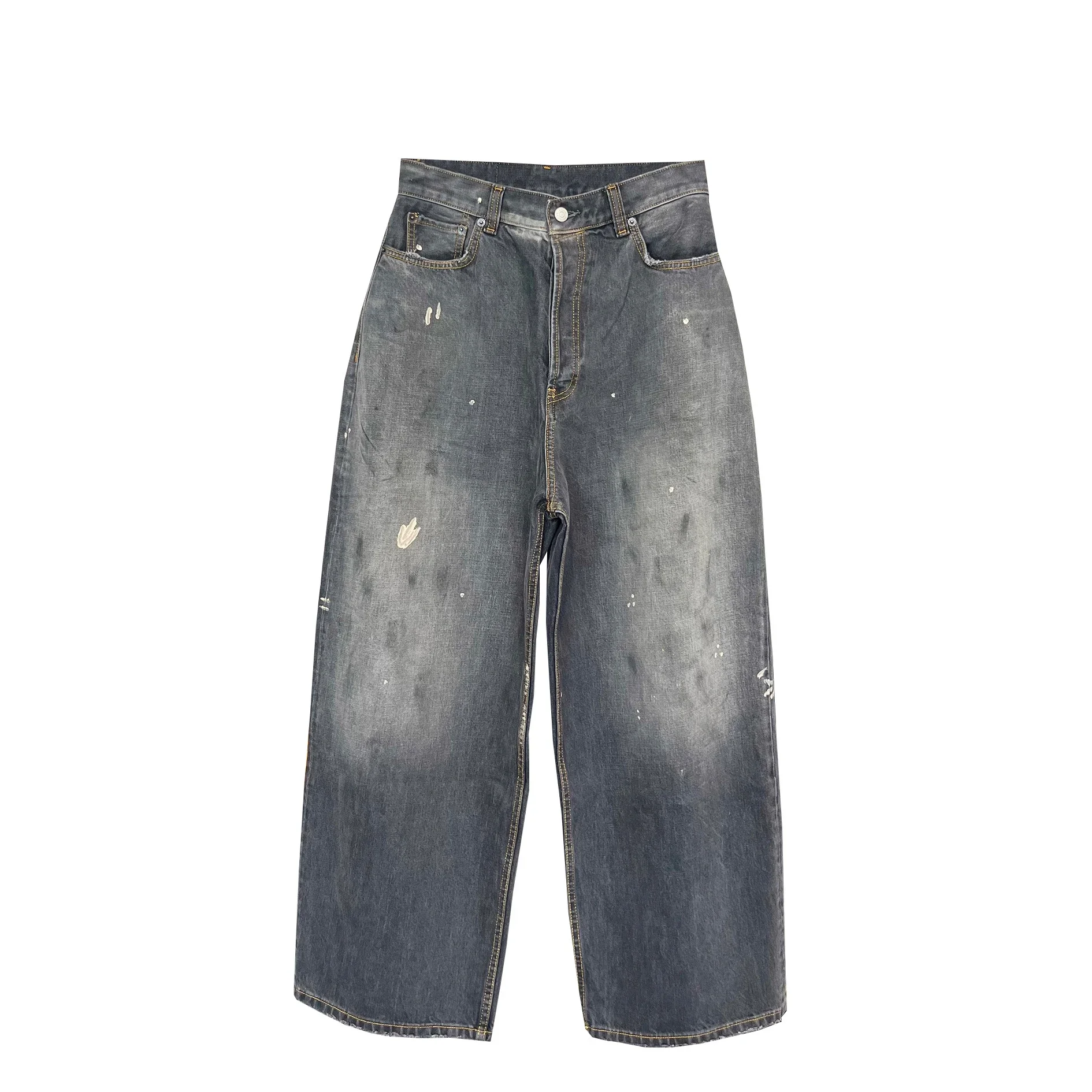 Acne Studios Paint-Splattered / Distressed Wide-Leg Jeans