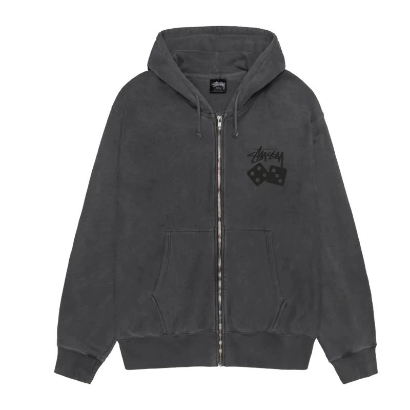 Stussy 8Ball Zip Hoodie — Dice 34 Zipper Washed Black colorway — USFans Spreadsheet photo