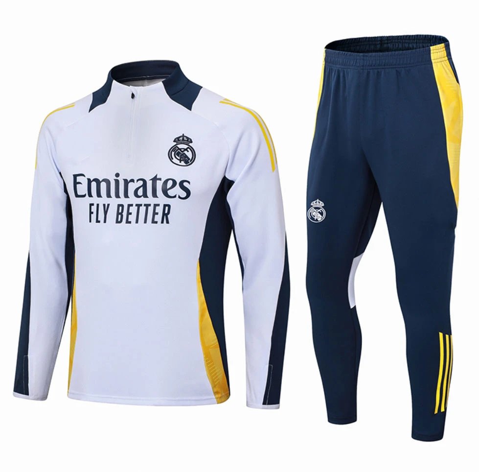 Football Set Tracksuit — 2425 Real Madrid White Yellow colorway — USFans Spreadsheet photo