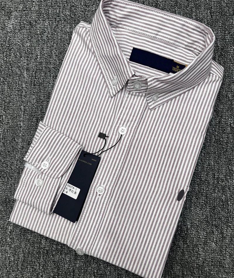 Ralph Lauren Shirts — H907 bordeaux striped with blue pony colorway — USFans Spreadsheet photo