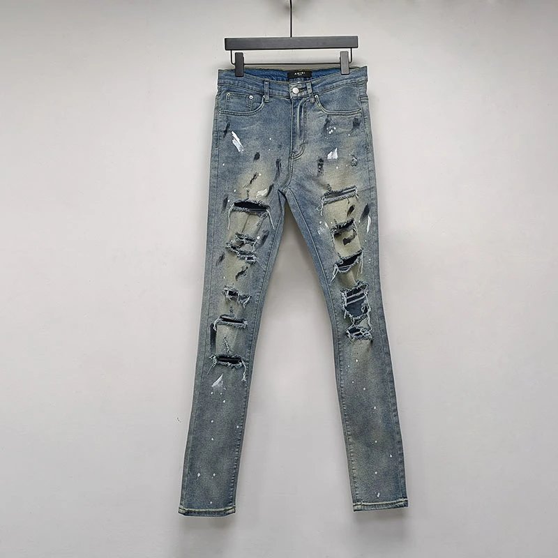 Akrui Distressed Blue Skinny Jeans