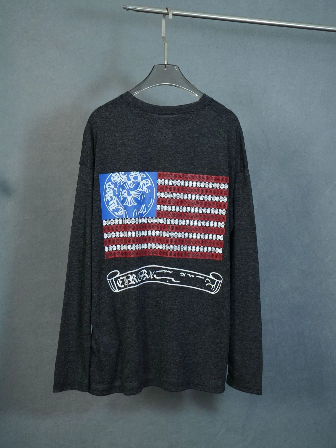 Chrome Hearts USA Longsleeve Hoodie — dark grey colorway — USFans Spreadsheet photo
