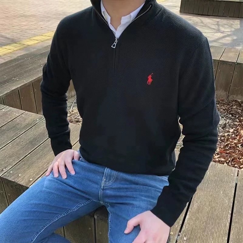 DX19 Half-Zip High-Neck Long-Sleeve Knitted Sweater