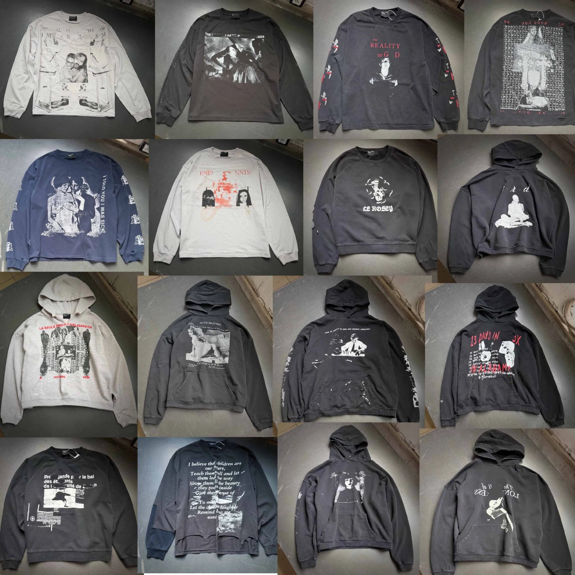 New OS Edition Melancholy Rich Kid Portrait Letter Print Loose Casual Hoodie Sweatshirt Trendy Unisex Hooded Pullover