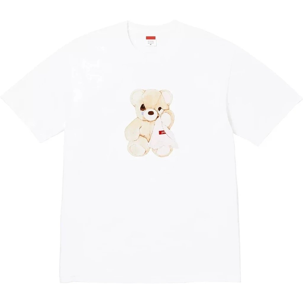 36 Teddy Bear Print White Short Sleeve