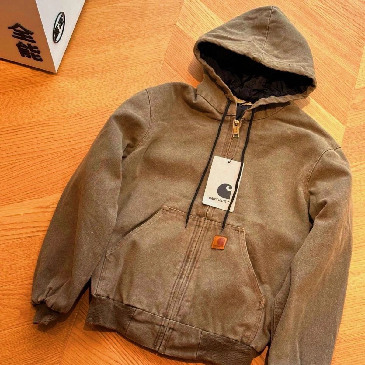 Washed cotton jacket dark brown [high version]