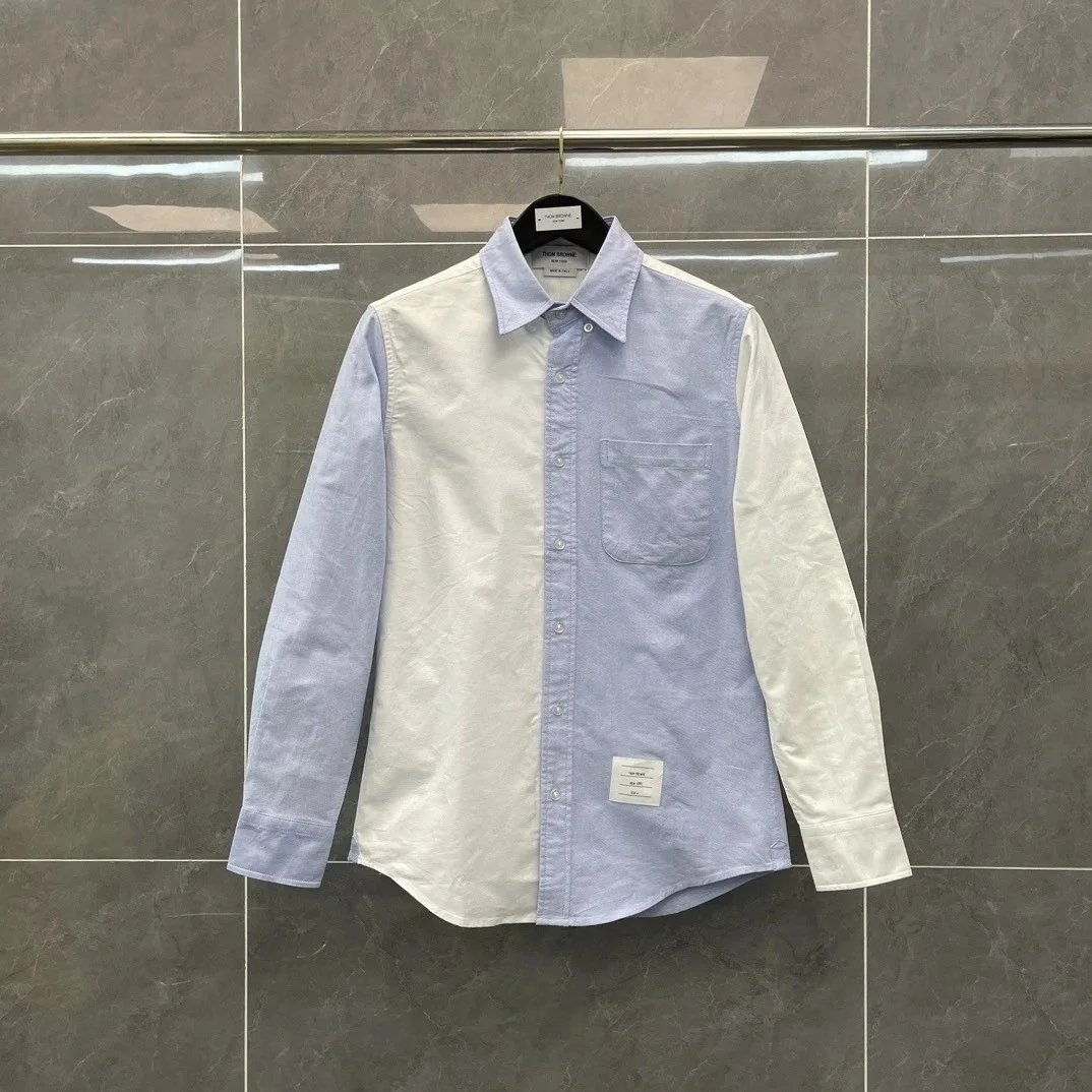 左右拼色长袖衬衫 option