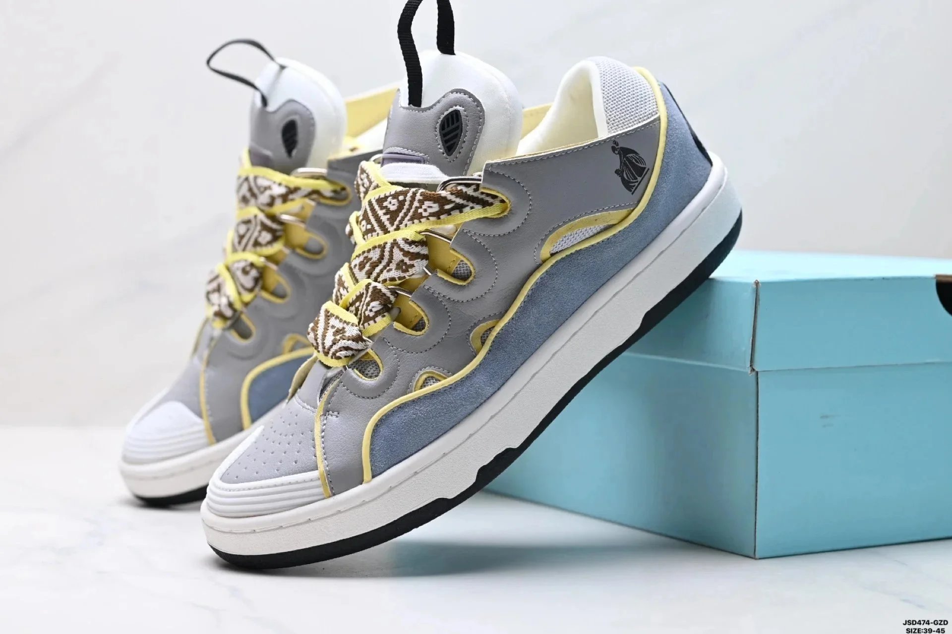 公司级✅Lanvin浪凡 Curb Leather Sneakers 面包鞋 皮革 时尚板鞋ID:JSD474-GZD
