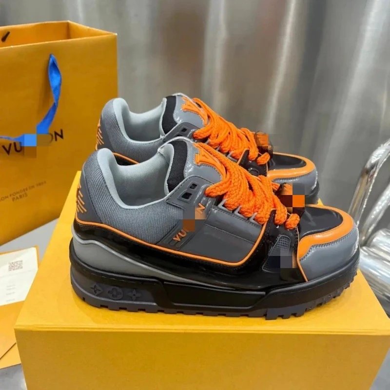 trainer shoes men’s shoes 2026 new printed denim blue sneakers thick sole chubby men’s and women’s casual shoes