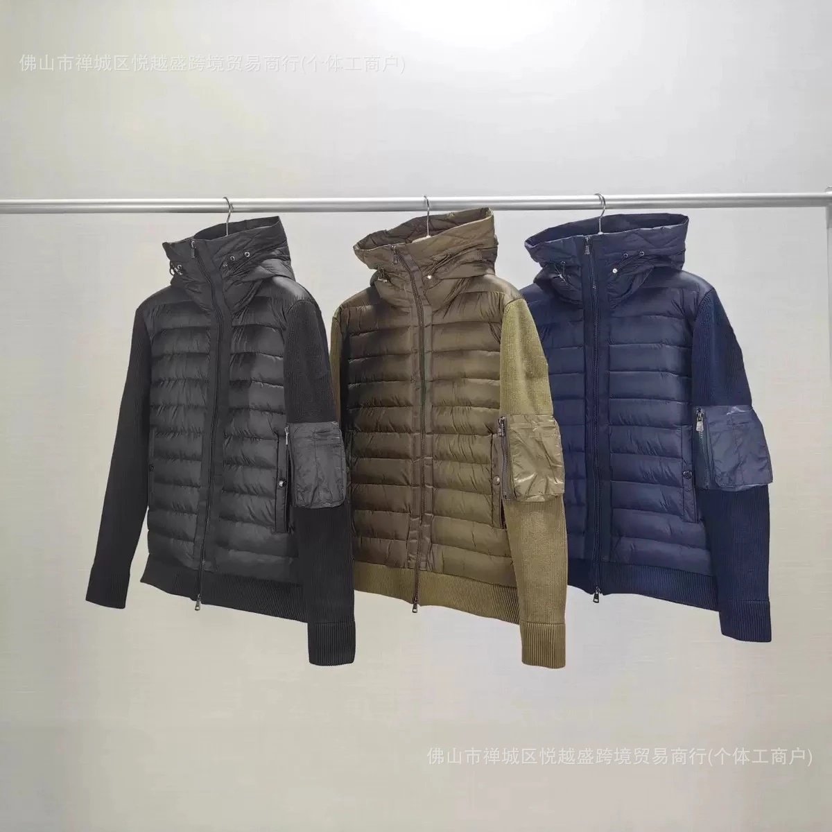 European station new M home knitted splicing casual down jacket men’s white duck down warm and fashionable slim down jacket