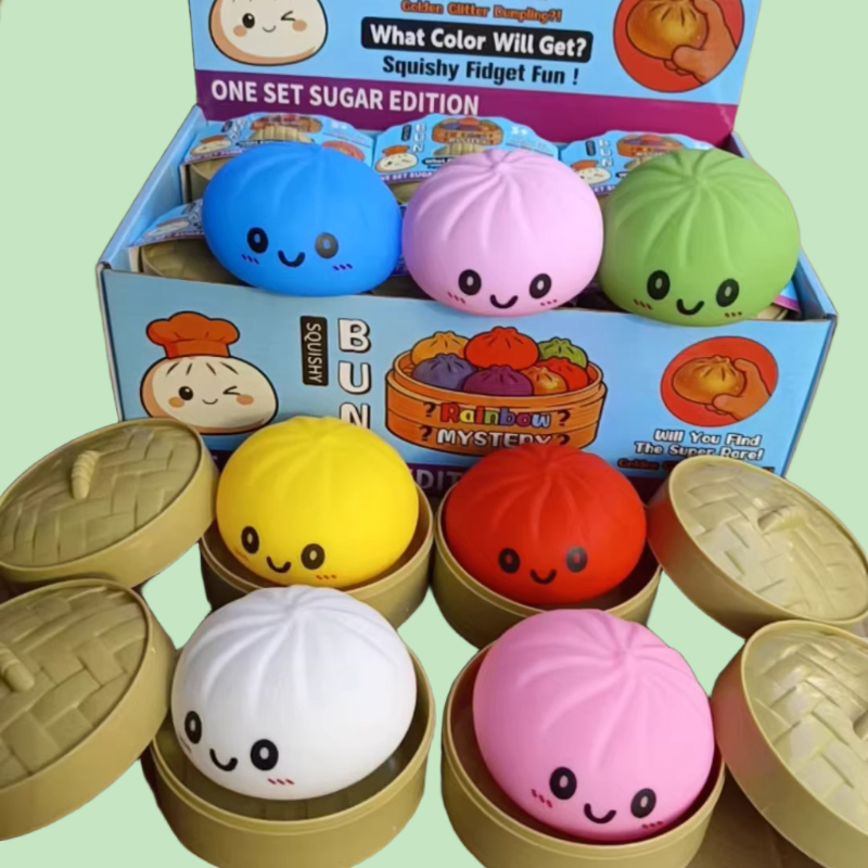 8.5cm Facial Expression Flour Bun -4 random colors [with steamer and label] No display box
