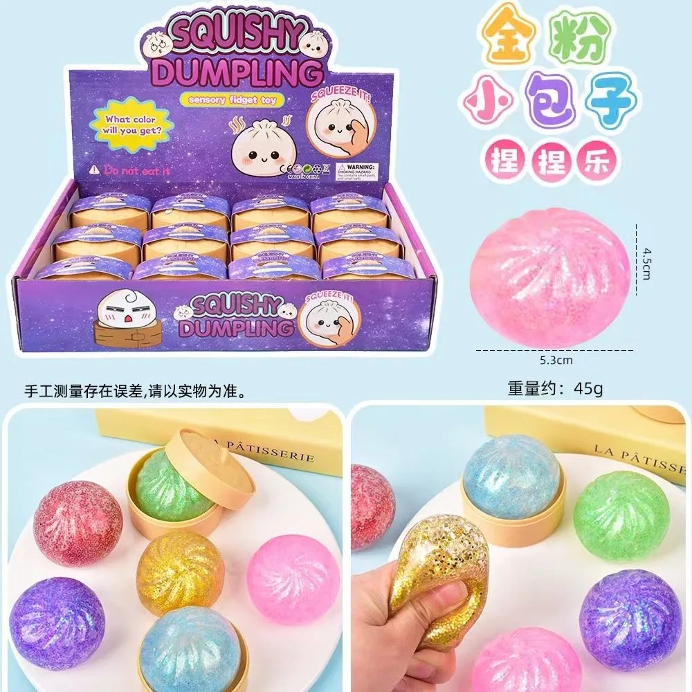 12 pieces - blind box with 5cm gold powder beads steamer expression buns