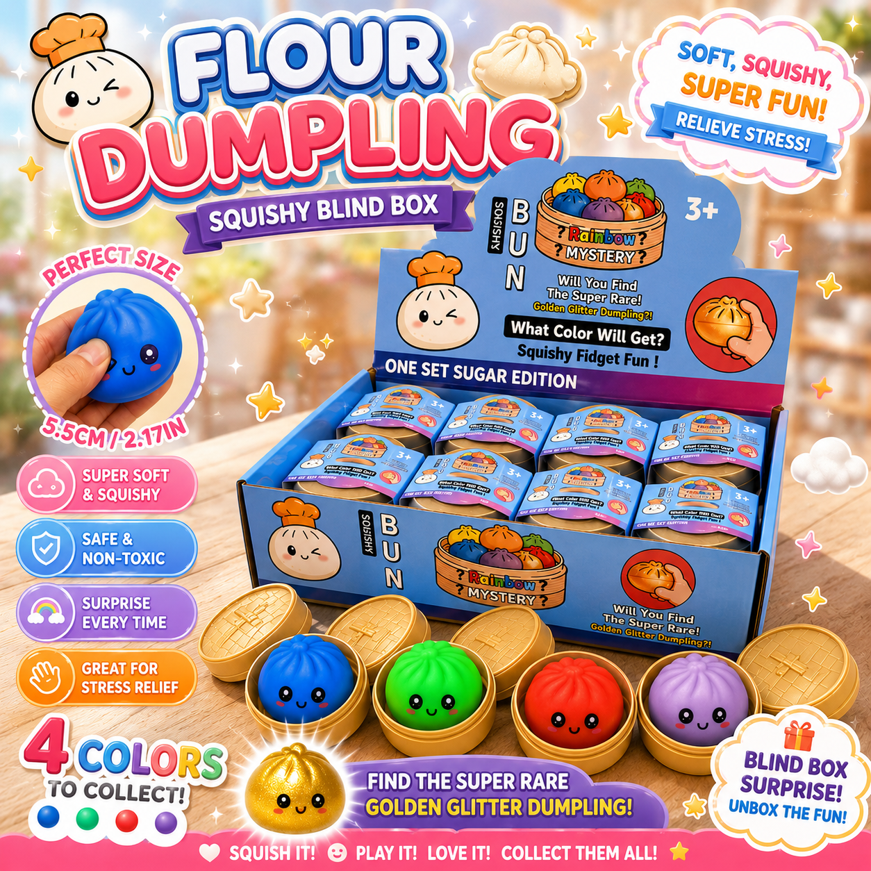 24 pieces -5cm flour steamer expression buns in a blind box [with display box]