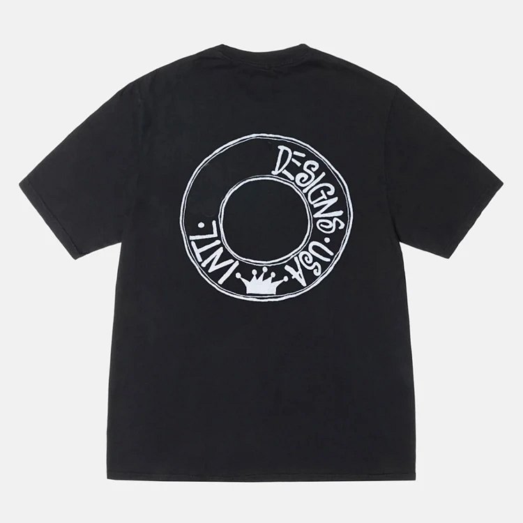 Stu FW24 BUANA TEE PIGMENT DYED 秋冬系列背面圆形复古字母印花短袖t恤 黑色 白色 S M L XL  Y2437
