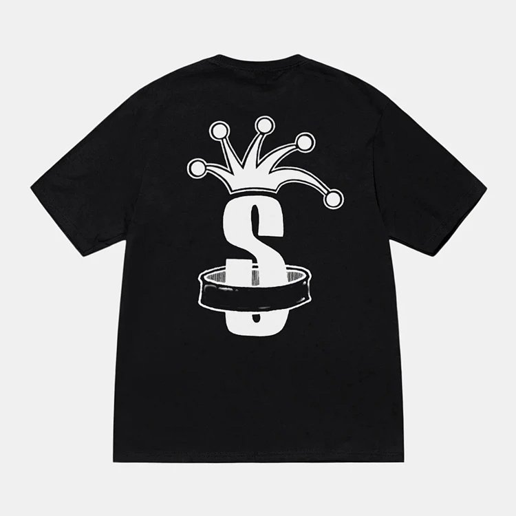 Stu FW24 CROWN BAND  S LOGO TEE 英文皇冠印花圆筒短袖t恤 黑色 白色 S M L XL  Y2451