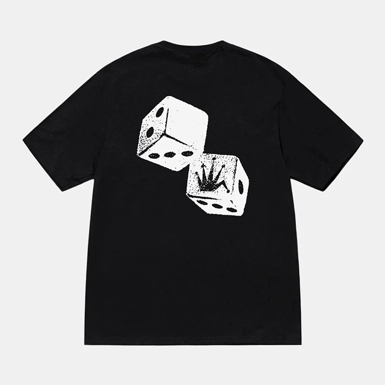 Stusy FW24 SHAKERS TEE 秋冬系列骰子英文印花圆领短袖t恤 白色 黑色 S M L XL Y2445