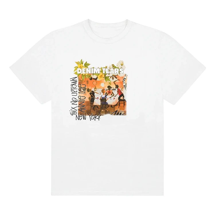 Stu x Denim Tears x Annie Lee Artist Tee 艺术家联名绘画字母印花短袖t恤 白色 S M L XL  Y5202