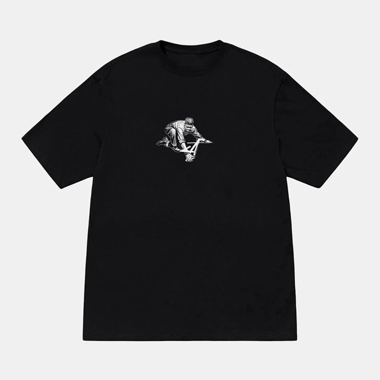 Stu FW24 WORKER TEE  工人图案印花圆筒短袖t恤 黑色 白色 S M L XL  Y2454
