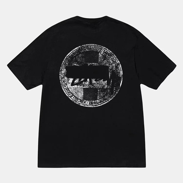 Stu SS24 DOT STAMP TEE 圆形邮票美式做旧印花圆领短袖T恤 颜色:黑色 白色 尺码:S M L XL Y2425#