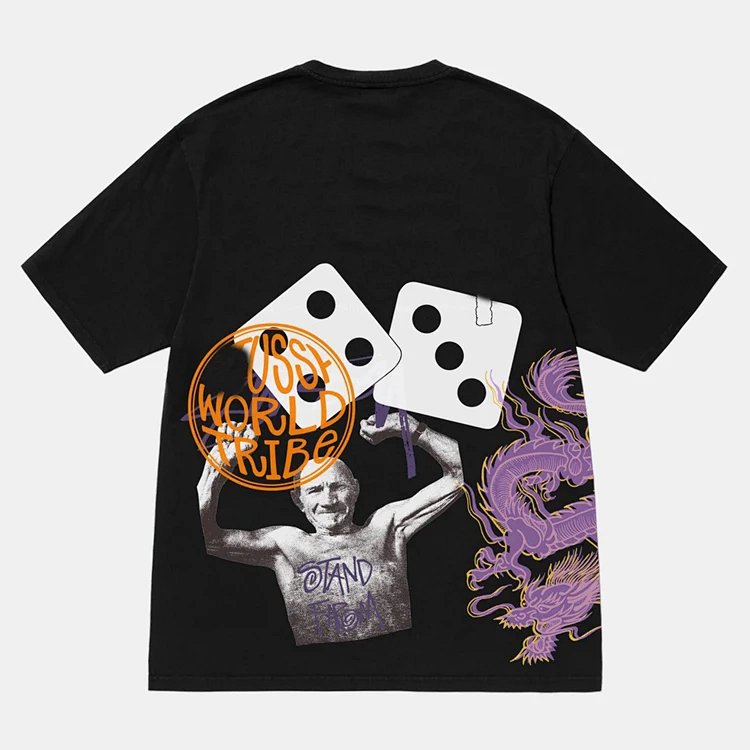 STUSSY STRIKE TEE 撞色字母骰子印花短袖t恤 颜色：白色 黑色  尺码：S M L XL  Y1322#