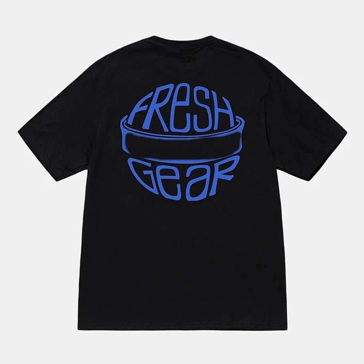 STU SS23 FRESH GEAR TEE 简约标语地球复古英文logo印花短袖 颜色：黑色 白色 尺码：S M L XL  Y0784#