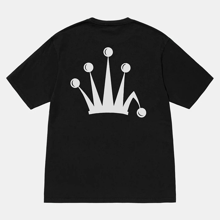 STU 24SS REGAL CROWN TEE PIGMENT DYED 经典皇冠印花短袖t恤 颜色：黑色 白色 尺码：S M L XL  Y2407