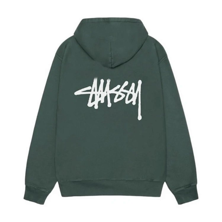 ON SALE￥118  Stu FW24 BASIC STÜSSY HOODIE 经典英文图案连帽卫衣 米白色 黑色 浅灰色 紫色 彩蓝色 杏色 森林绿 S M L XL  Y1313