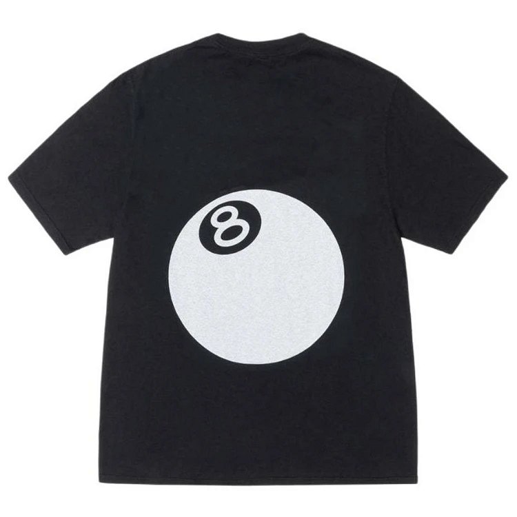 STU 24SS 8 BALL TEE PIGMENT DYED TEE 经典黑八8号球印花短袖t恤 颜色：黑色 白色 尺码：S M L XL  Y2406