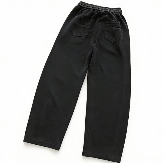 Left 6 Zigzag Ombre Stripe Drawstring Wide-Leg Pants with Flat Rope in Two Colors 66040395