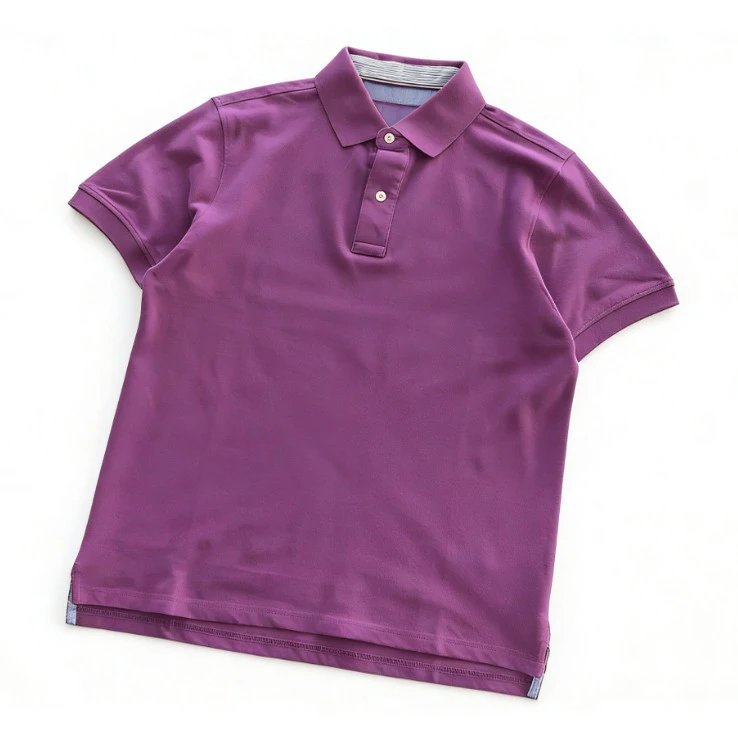 Red & White Plaid Short-Sleeve Polo Shirt with Blue Inner Collar - 4 Color Options 22120822